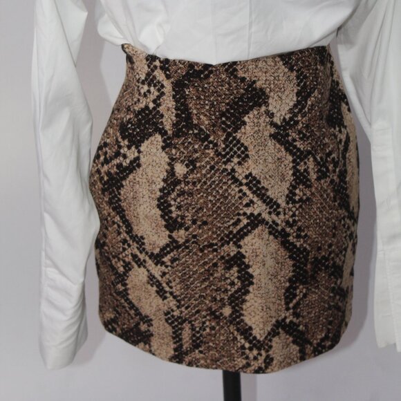 Women's HM Snake Print Brown Zipper Tube Mini Skirt - Size 4 - Mint Condition - Picture 9 of 9